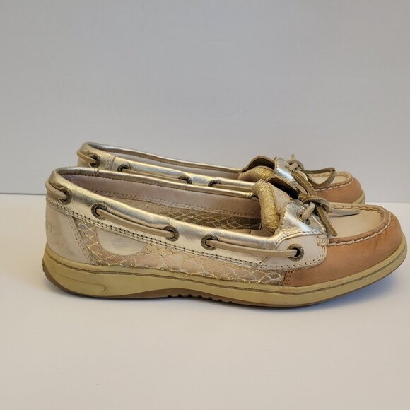 Sperry Womens Gold & Tan Leather Boat Shoes Size 6.5M - Picture 7 of 7